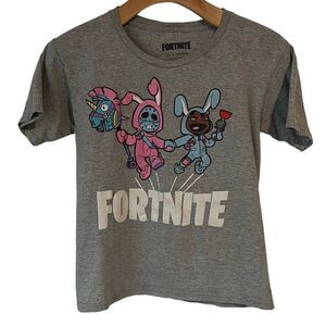Fortnite T Shirt Boys Gray Large Short Sleeve Gamer Tee